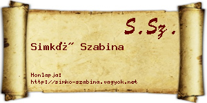 Simkó Szabina névjegykártya